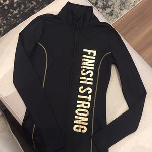Black Zip Up "Finish Strong" Jacket